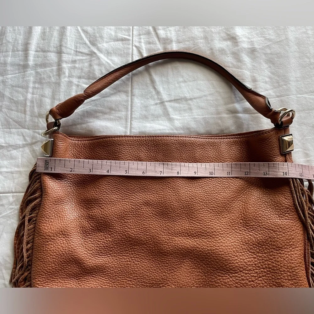 Rebecca Minkoff Clarke Leather Fringe Hobo Bag Cognac‎ Brown Western Rodeo Boho